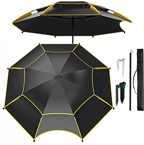 XIAOYUE Large Windproof Windproof Beach Umbrella with Sand Anchor, Tilting Sunshade UV Protective Outdoor Fishing Umbrella with Carry Bag, for Camping Garden Picnic (Size : 220cm/7.2ft)