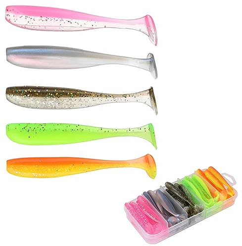 Paddling svans fiskedrag 50-pack 4 färger mjuk plast badbete, mjuka plastbadbeten Jerk bete, bete saltvatten sötvatten artificiellt bete för öring gös abborre fiske