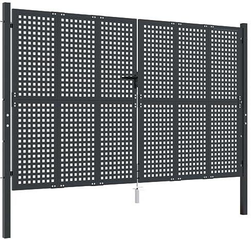 vidaXL Gartentor, Gartentür Gartenpforte mit Maschendraht, Abschließbare Zauntür mit 1 Set Schloss Griff, Hoftor Hoftür, Anthrazit Stahl