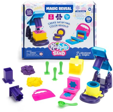 Learning Resources Playfoam Magic Sand Reveal, sensoriska leksaker för barn i åldrarna 3+, 1,4 kg (över 1,3 kg) leksand, 4 färger, 11 verktyg, torkar aldrig ut, skapa skiva och avslöja dina mönster