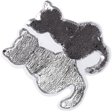 SHINEOFI Wendbare Pailletten Katzenmotiv Patch zum Aufnähen Kleidung mit Pailletten für Selbstgemacht Jeans und Quilt