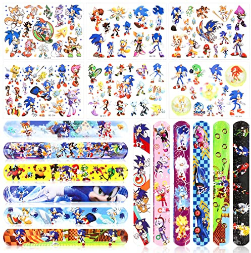 Menelos Kindergeburtstag Party Mitgebsel, 12 PCS Slap Armbänder + 6 PCS Tattoo, Snap Armband Kinder, Schnapparmbänder Kinder, Kindergeburtstag Gastgeschenke