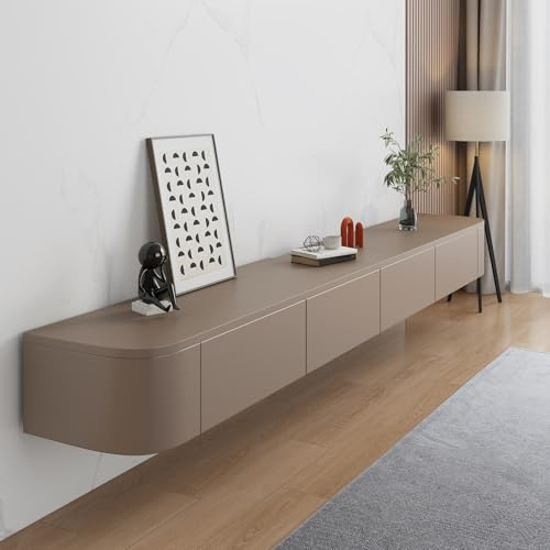 HYANXUE Schwebender TV-Ständer, Wandmontierte TV-Regale Mit Tür, TV-Medienkonsole, Schwebender TV-Schrank, Große TV-Bank Mit Stauraum Unter Dem Fernseher(Khaki,180CM/70.8)