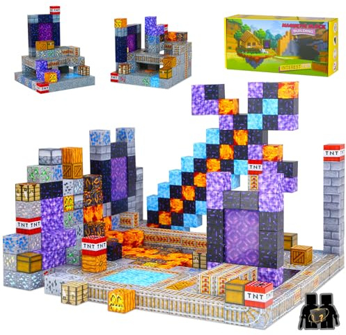 Welmay Construction Magnetique Enfant, 100 Pièces Blocs de Construction Magnétiques, Montessori Construction Jouets Educatifs Jeux Cadeaux pour Enfants à Partir de 3 4 5 6 7+ Ans, 2.3CM