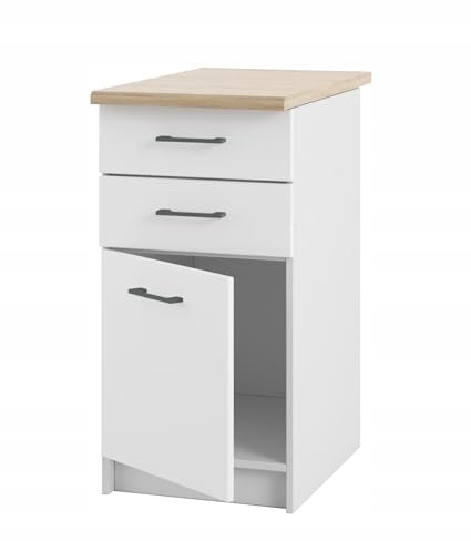 Unterschrank mit Arbeitsplatte und Schubladen 40 cm - hohe Qualität - zum Selbstaufbau - ideal für den Einbau von Backöfen (Weiß Matt)