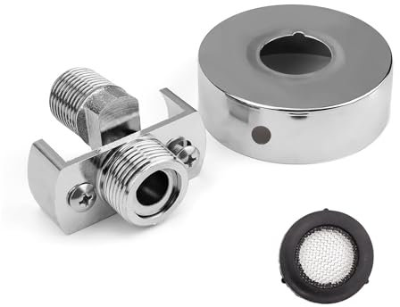 HJIAMA M20 Adaptateur Robinet Douche, Rotule Pivotante Laiton, Argent, Processus de Galvanoplastie, Avec Couvercle Décoratif, Raccord Excentré Mitigeur, Longueur Réglable, pour Cuisine, Douche