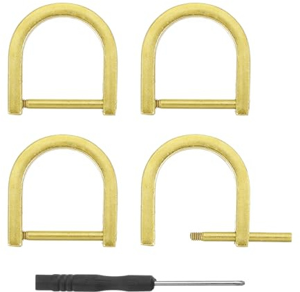 sourcing map D-Rings Screw in Shackle, Zinc Alloy Horseshoe U Shape D Ring Buckle Purse DIY Leather Craft Keychain