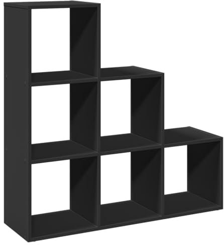 vidaXL Raumteiler Bücherregal 3 Etagen, Standregal Treppenregal für Wohnzimmer Schlafzimmer Büro, Stufenregal Regal, Schwarz Holzwerkstoff