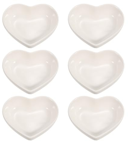 sourcing map Weiße herzförmige Keramik-Dip-Schüssel, 20,3 cm, Porzellan, 6 Stück, Mini-Vorspeisenteller, Gewürzschalen für Küche, Zuhause, Hochzeit, Party, Restaurant