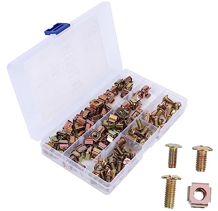 SOESFOUFU 120pcs Box Cage Floating Nut Kit Nut Lock Square Screw for Computer Rack Mount Use