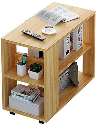 PUFAHAU Nachttisch, Beistelltisch, Regal, Mehr Stauraum, Unteres Flaschenzug-Design, L80X B40X H55cm(A)