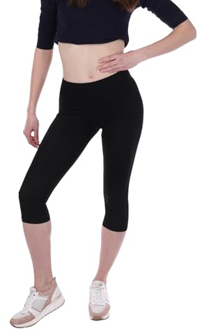 Star-Socks Leggings Capri kvinnor flickor 7/8 svart bomull S-XXXL, svart, M