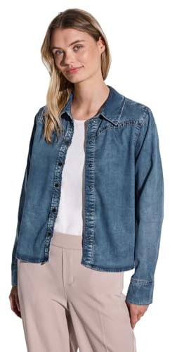 STREET ONE jeansblus med nitar, Mjuk mellanindigo, 38