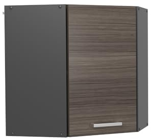 Vicco Eckhängeschrank R-Line, Edelgrau, 57 cm | Verbindet zwei Küchenseiten · 1 Einlegeboden · 1 Tür · Tiefe – 31 cm · Platzsparende Ecklösung ✓