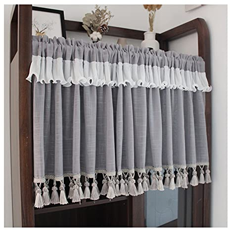 Tende da cucina in stile moderno e vintage, corte, con tasca per asta, tende velate per bistrot, case di campagna, colore bianco, 100 x 60 cm