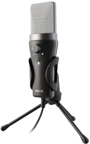 NGS MS120 USB - Microfono USB Cardioide per Streaming, Podcast e Gaming, Monitoraggio senza latenza, Controllo del Volume, Pulsante Mute, Plug & Play, per PC, PS4, PS5, supporto antiscivolo