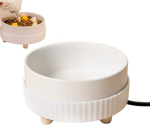 Nevalerra Beheizter Wassernapf für Haustiere, beheizter Wassernapf für Hunde,Thermostatischer Warmwasserbereiter - Keramik-Tiertrinknapf, schnelle Erwärmung, Verbrauch, Haustier-Wasserspender