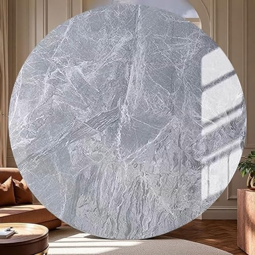 Decmiroor Grande Plato Giratorio de Mármol 80/90/100cm Lazy Susan Bandeja de Servicio Rotación de 360° Bandeja Giratoria para Cocina, Mesa de Comedor(Gloss Gray,80CM)