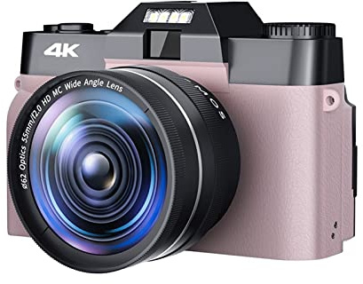 Camescope Numerique, Appareils photo numériques Vintage à mise point automatique for la photographie objectif grand Angle 52mm 4K caméscope en continu Compact enregistreur Vlog rétro(128G TF Card,NA-U