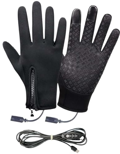 Ylnailky Beheizte Handschuhe Für Männer | USB-Beheizte Fahrrad Winter Handschuhe,3 Modi Touchscreen Handwärmer Für Männer Und Frauen Zum Fahren Fahrradfahren Wandern Camping Sport Reiten Skifahren