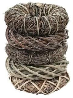 Deko Kranz Set aus Echter Weide und Naturmaterialien - Handgeflochten - Robuste Basis für Tür- und Tischdekoration (Natur/Grau, ⌀ 40 cm)