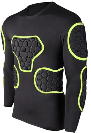 APLVFFZH Maglietta Imbottita Eva per Portiere con Protezione Rinforzata Su Torace Gomiti E Fianchi Vestibilità Aderente E Comfort per Uomo Adatta a Calcio Rugb, Size M