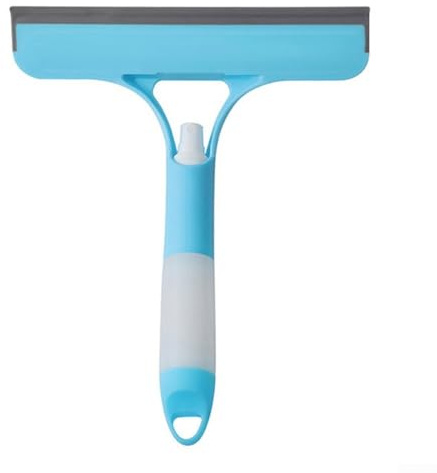 Limpiador de vidrio en spray de agua con raspador de silicona para limpiar ventanas en baños, cocinas y vehículos, ofreciendo una eliminación eficiente de manchas y manchas de agua (azul)
