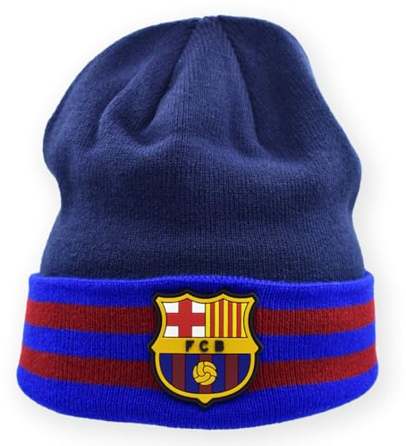 Barcelona FC | Gorro Lines Adulto Oficial | Beanie Invierno Suave y Cálido | Diseño Azulgrana con Escudo Bordado | Accesorio Unisex para Aficionados
