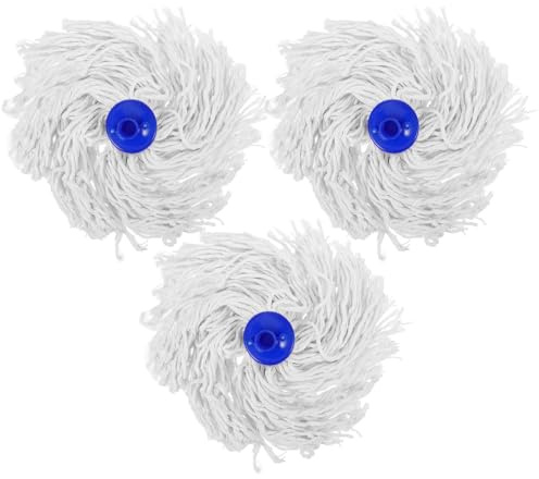 OATIPHO Têtes de Balai à Franges en Coton Absorbant, Réutilisables et Faciles à Remplacer Lot de 3 Accessoires Pratiques pour Serpillière de Ménage