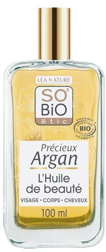 SO'BIO ETIC - Huile Sèche Nourrissante Argan & Rose de Damas Bio, Texture Légère, 100mL - Lot De 2