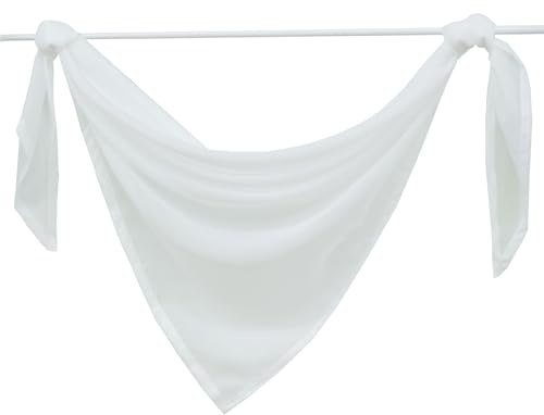 Yujiao Mao Querbehang Voile Triangle Deko Gardine Schals Weiß BxH 200x100cm | Voile Triangle Deko Vorhang, Küche Wohnzimmer Schlafzimmer, Uni, Transparent, Dreiecksvorhang, 1 Stück