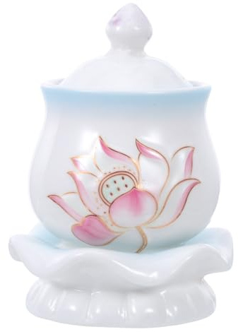 Gatuida Taza de Porcelana sin Asa para Rituales de Oración Budista, Cuenco Cerámico Simple y Elegante que Ayuda a Mantener la Pureza Espiritual Hogar