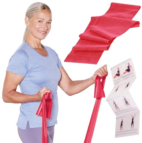 TheraBand 1,50m im PE Beutel mit Anleitung | Fitnessband | Gymnastikband | Stretchband für Ganzkörpertraining | Widerstandsband | Training Bands für Zuhause | Fitness Zubehör | 100% Naturlatex