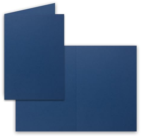 25 Faltkarten B6 - Dunkel-Blau (Nachtblau) - Blanko Doppel-Karten - 12 x 17 cm - sehr formstabil - für Drucker geeignet - Serie: FarbenFroh