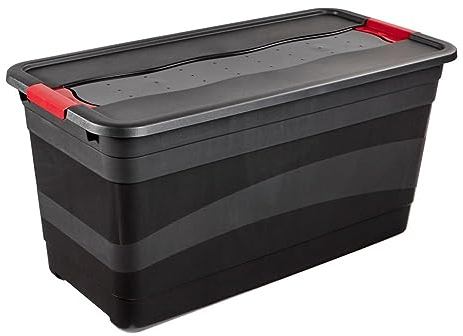 keeeper Transportbehälter mit Deckel und Schiebeverschluss, Extra Stabil, 79,5 x 39,5 x 40 cm, 83 l, Eckhart, Graphit-Grau, Graphite