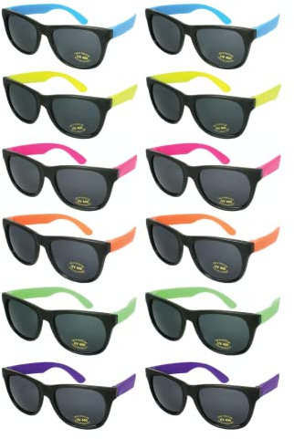 EDGEIWEAR 12 Bulk Fun Party Neon Sunglasses Adult 80's Style 5402R/SET-12