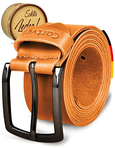 Cartvelli Ledergürtel Herren 4cm Made in Germany mit Geschenkbox - Echtleder Herrengürtel kürzbar - Premium Vollleder pflanzlich gegerbt