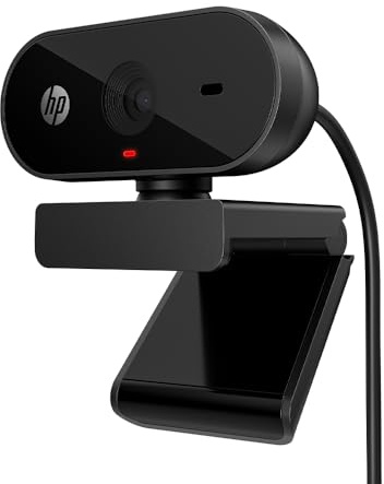 HP 320 FHD Webcam - USB-A Computer Camera with Mic & Privacy Cover - for Desktop, Laptop, & Chromebook - 1080p Resolution w/Wide FOV - Zoom & Teams Compatible - Clip Mount, Tripod Support, & Swivel