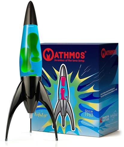 Mathmos Lampada lava razzo Telstar Nero Inventori della lampada lava | Lampade Blu e Verde in metallo fuso, riempite a mano in Gran Bretagna