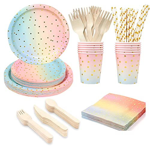 Partygeschirr Set für 20 Gäste Einweggeschirr Set Kindergeburtstag Gradient Roségold
