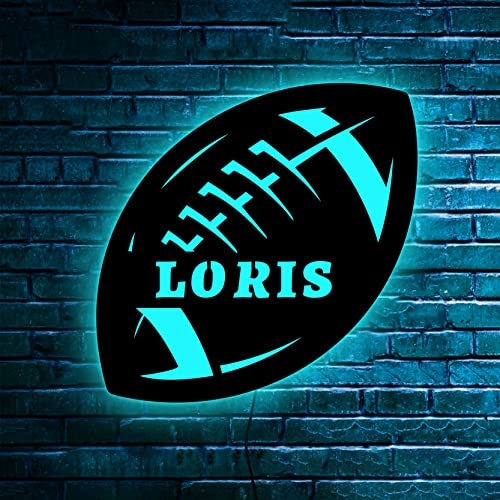Benutzerdefinierte Fußball Neonschild Wandkunst Mit LED Licht, Personalisierte Fußballspieler Namensschild Dekoration Für Zimmer, Fußball Holz LED Kunstschild Dekor