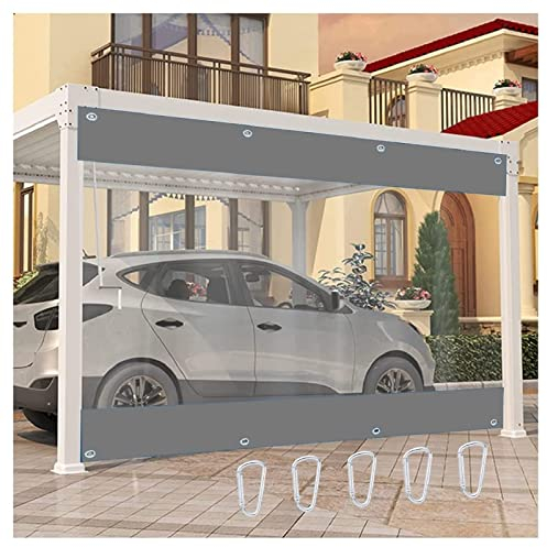 STRMAX Abdeckplane Holz,Outdoor-Vorhang Kälteschutz Warmhalten Pavillons Balkonvorhänge 0,5 Mm Strapazierfähige wasserdichte Plane Mit Ösen for Pergola, Terrasse, Seitenvorhänge (Color : Clear, Size
