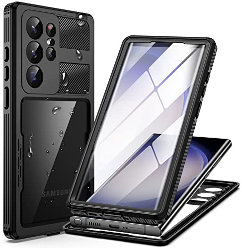 Focusor für Samsung Galaxy S23 Ultra 5G Hülle IP68 Wasserdicht 360 Outdoor | Schwarz,Wasserfest Schutzhülle,Waterproof,Handyhülle mit Displayschutz,Stoßfest Panzerhülle,Full Cover,Staubdicht,Baustelle