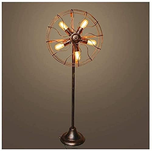 Lámpara de mesa para el cuidado de los ojos Lámpara de sala de estar de dormitorio Lámpara de pie de modelado de ventilador de villa industrial Linterna de piso de metal retro Lámpara de pie de