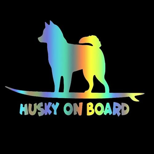 FAiruo Husky On Board gestanzter Vinyl-Aufkleber Autoaufkleber wasserdichte Auto-Dekorationen an der Karosserie Stoßstange Heckscheibe 22 x 15 cm (Farbe: E, Größe: 22 x 15 cm)