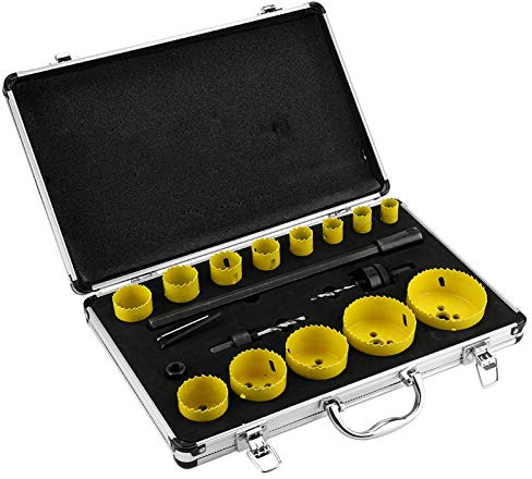 NDNCZDHC Metal Hole Saw Kit, 17Pcs Stainless Steel Holesaw Wooden Hole Opener High Speed Steel Adjustable Hole Saw Hole Saw Kit for Metal and Wood