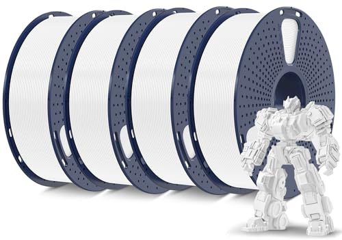 SUNLU PLA+ Filament 1.75mm 4KG Bundle, PLA Plus 3D Drucker Filament Weiß | 1KG Spool, 4 Spule 3D Druck PLA+ Filament, Härter und Stärker, Maßgenauigkeit +/- 0.02mm