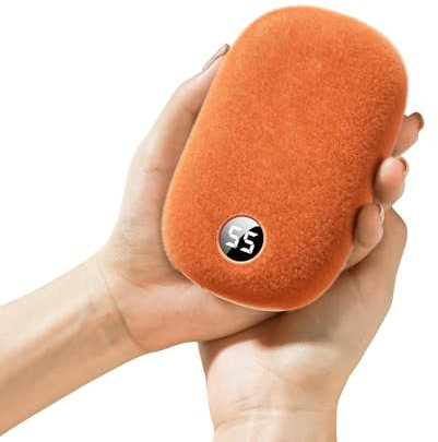 Batteridriven minivärmare powerbank-funktioner (10 000 mAh), fickvärmare bekvämt flanellskal, stor powerbank-värmare för camping, orange