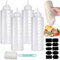Nadisean 4Pcs Sauce Bottle 1000Ml, Squeeze Bottle 32oz, Reusable Squeezy Bottles with Nozzles, Plastic Squeeze Bottle Nozzle with 1 Cleaning Brush and Stickers for Bbq Sauce Ketchup Oil Food and Paint