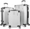 BRUBAKER Kofferset London - 3 teiliges Reisekoffer Set inkl. Handgepäck - Hartschalen Koffer mit Zahlenschloss, 4 Rollen und Komfort Tragegriffen - ABS Boardcase Trolleys (M, L, XL - Silber)